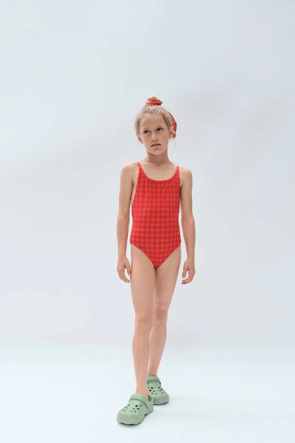 Купальник в клетку, ограниченная серия, для детей от 2 до 14 лет ZARA, Coral Red — фото 3