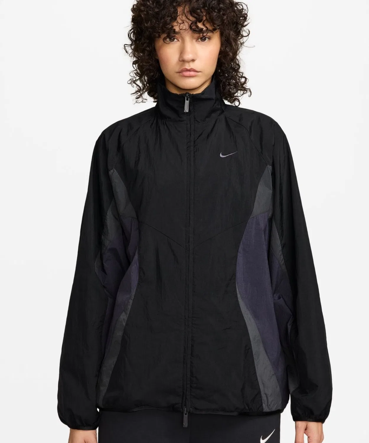 Женская куртка из нейлона с логотипом NIKE, Black Grey