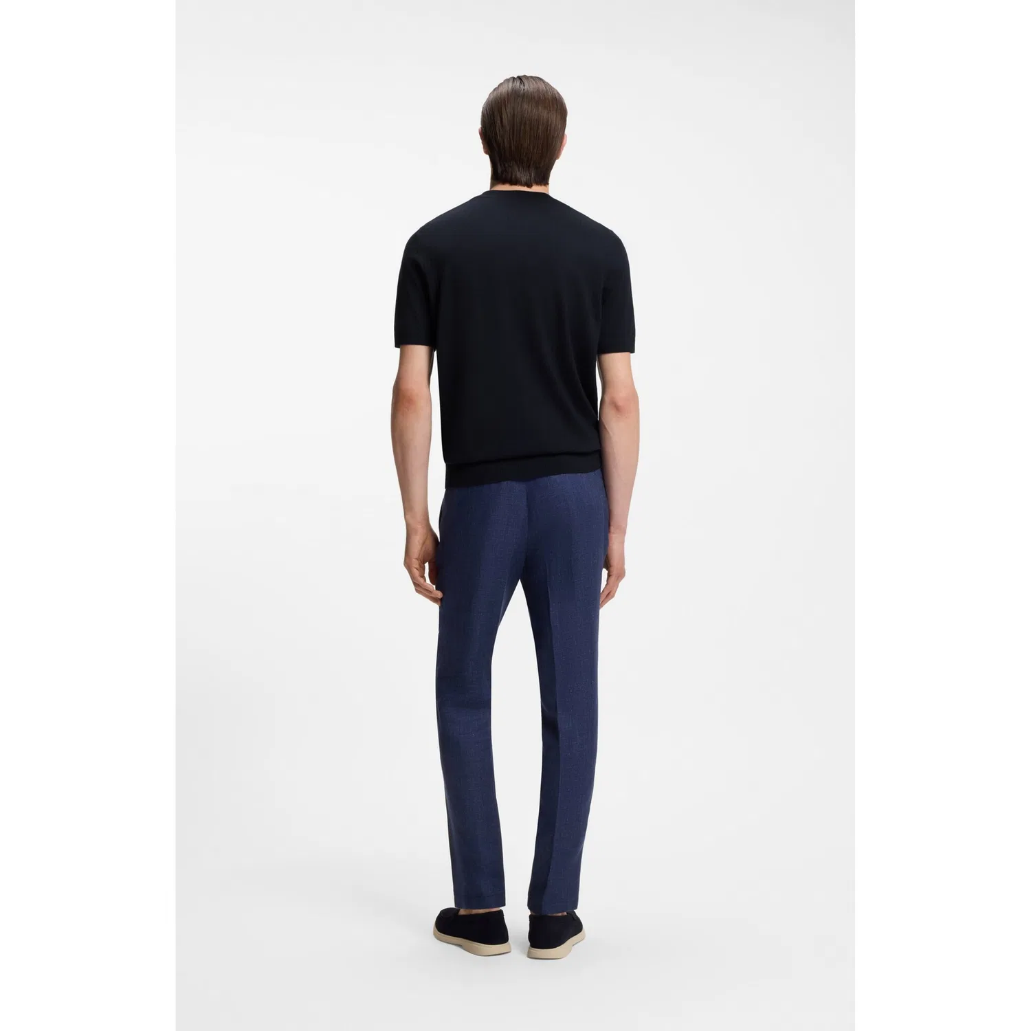 Мужской джемпер с коротким рукавом из мериносовой шерсти BOSS, Dark Blue — фото 3