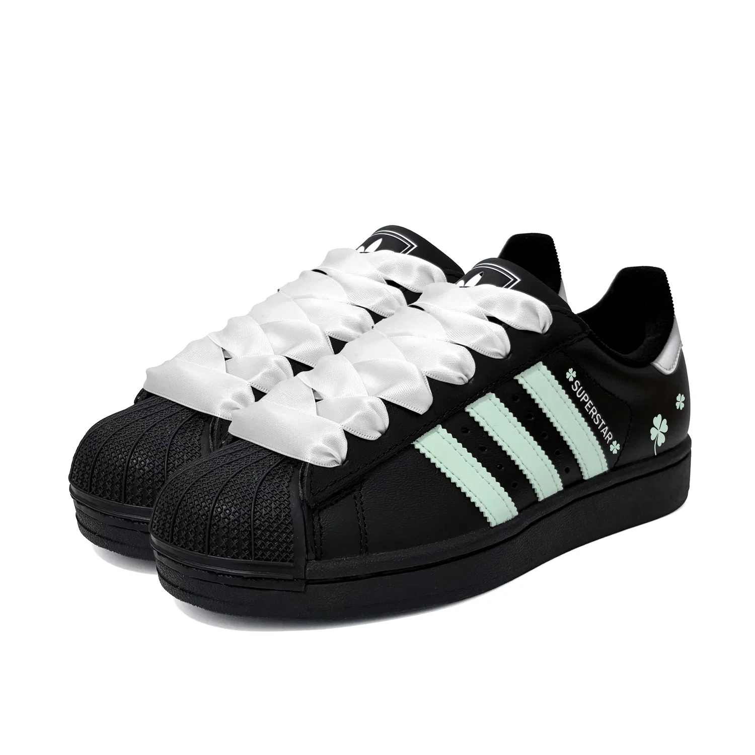 Детские кожаные кроссовки для скейтбординга с закрытым носком Adidas Originals Superstar 2, Черный — фото 4