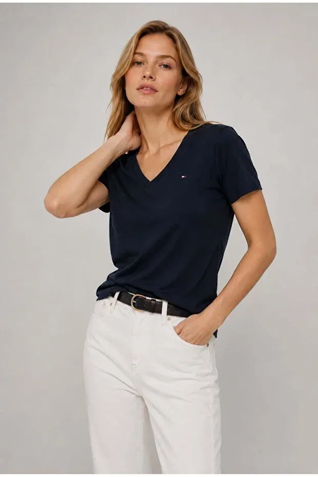 Женская футболка с v-образным вырезом Tommy Hilfiger, Navy Blue