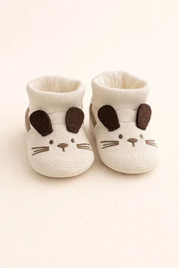 Детские пинетки из трикотажа мягкие Minissa Baby Kids, Ecru