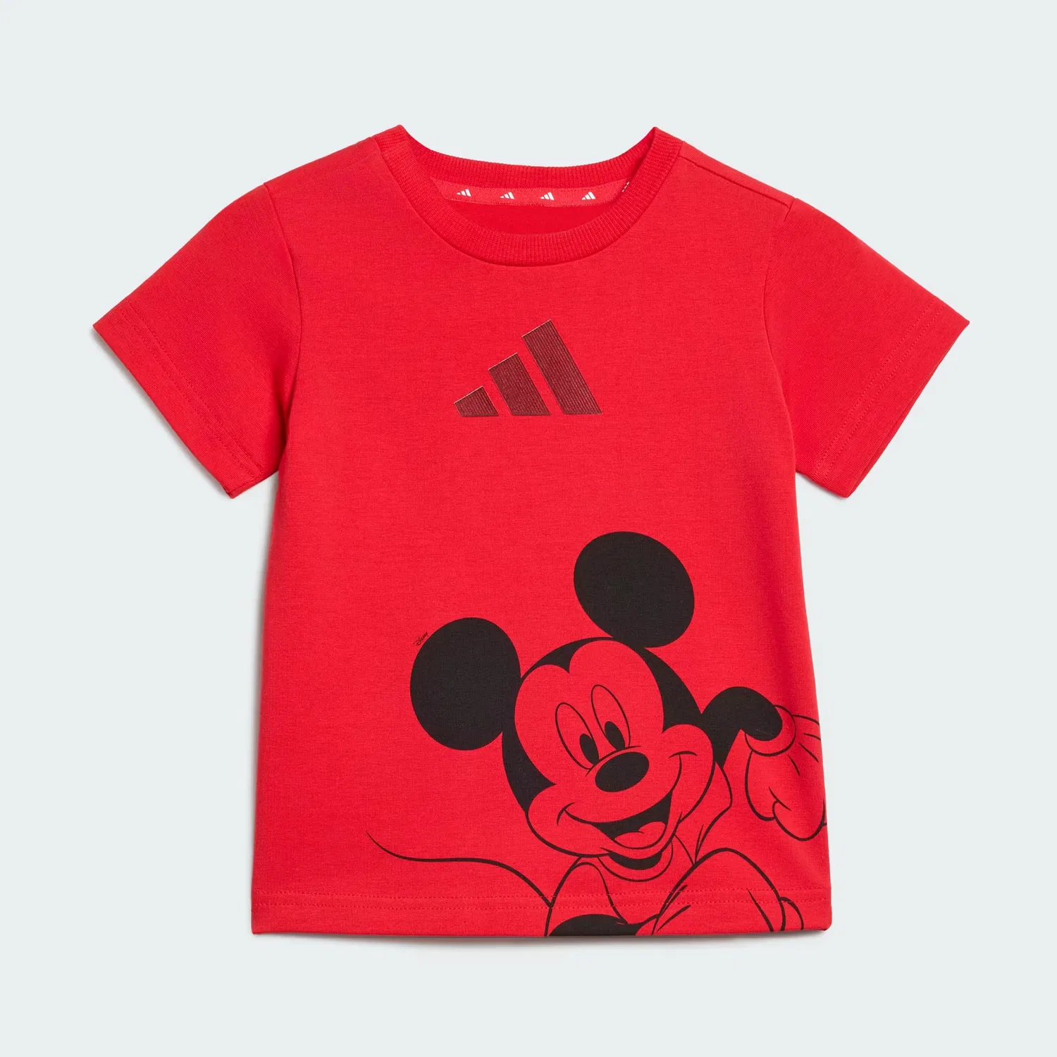 Детская футболка с принтом Mickey Mouse Adidas Sportswear, рубиновый/черный — фото 2