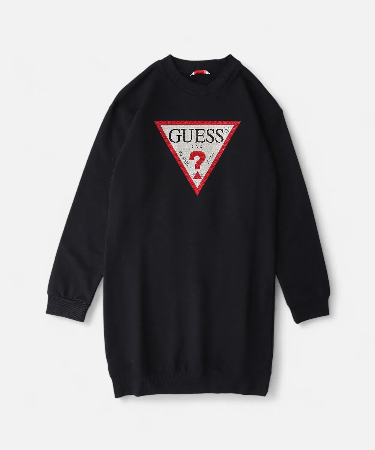 Детское платье с принтом из футера с длинным рукавомGuess, Black