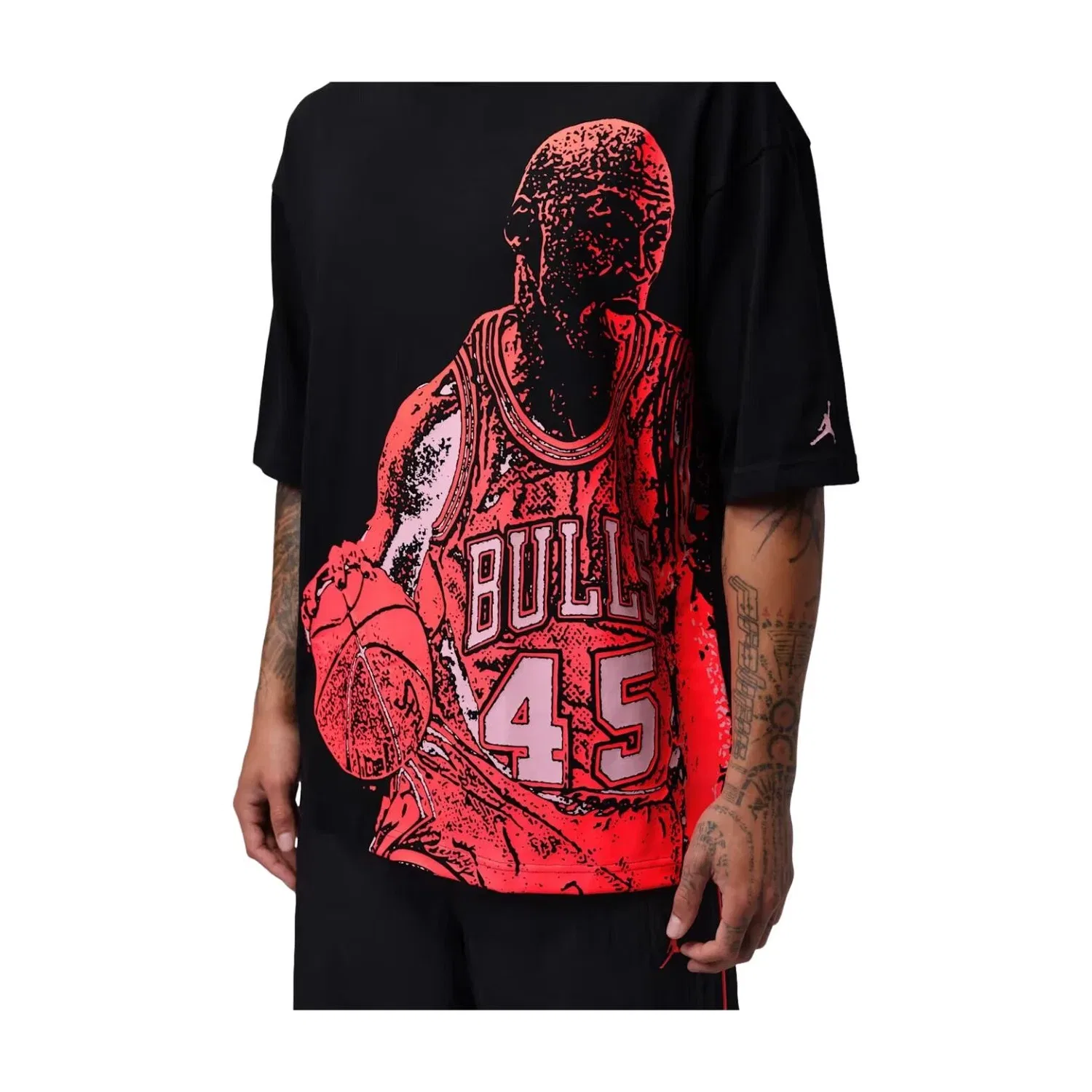 Мужская футболка с принтом Jordan Sport Dri-FIT Graphic T-Shirt Black Hot Punch, черный — фото 2