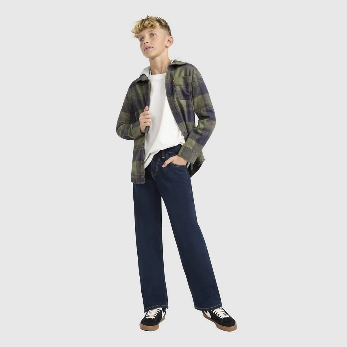 Клетчатая фланелевая рубашка для мальчиков 8-20 лет Levi's, Deep Lichen Green - Green
