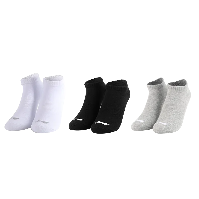 Детские носки-следы с принтом, комплект 3 пары, Black White Gray, Li-Ning