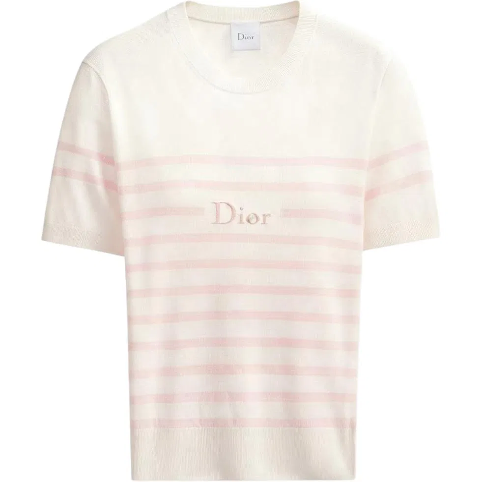 Женский свитер с круглым вырезом, прямой крой iviera, бренд DIOR, White Pink