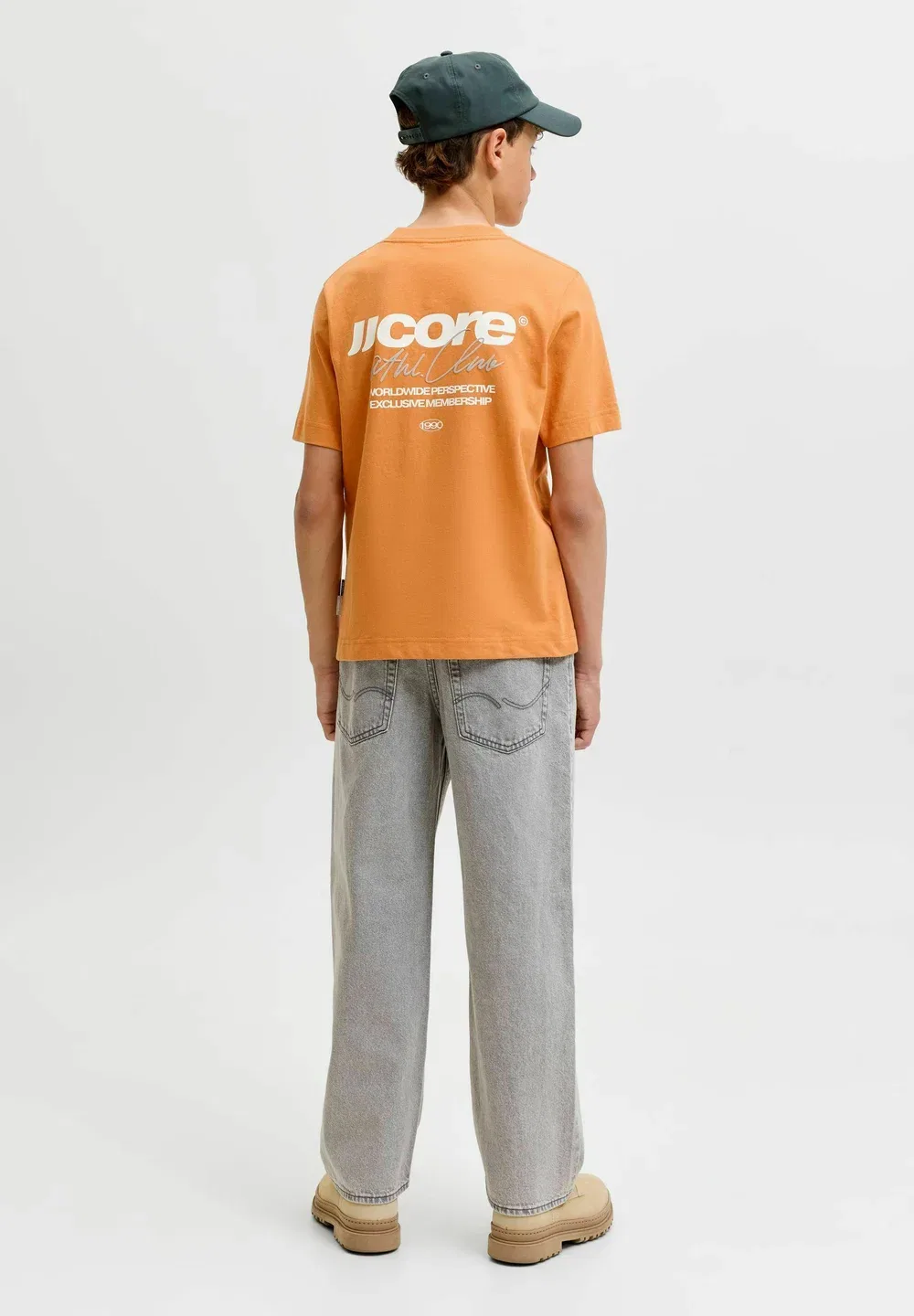 Футболка с надписью Jcoclub на спине, размер ss, cn sn jnr - футболка с принтом Jack & Jones Junior, Tomato Cream — фото 2