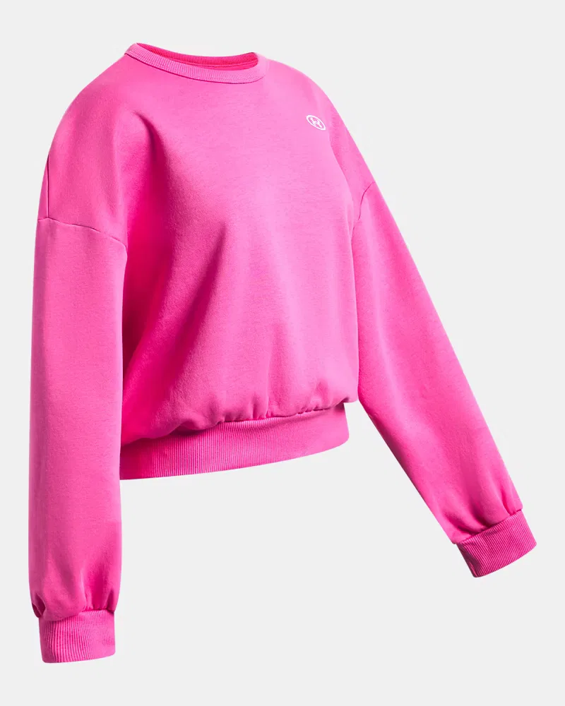 Свитшот оверсайз с начесом UA Rival Fleece UnderArmour, Pink Frenzy/White — фото 3