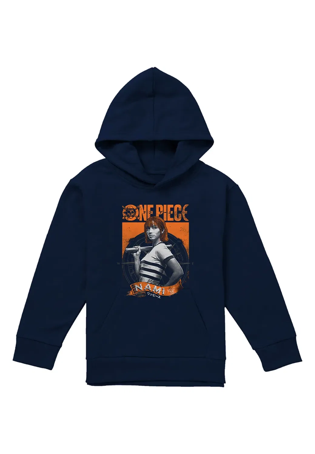 Детский худи с принтом Nami Etched Portrait One Piece, Navy