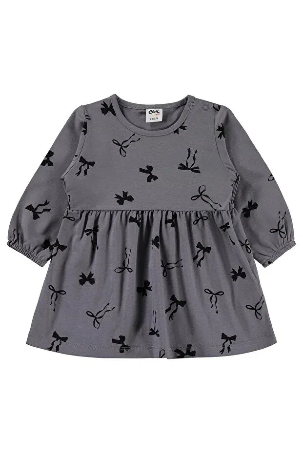 Детское платье для девочек с принтом Mixed Bowknot Print Civil Baby, Dark Gray