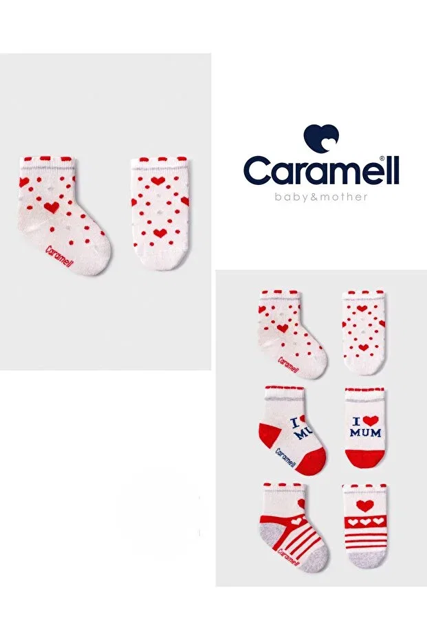 Детские носки для девочек с принтом Basics Caramell, Ecru — фото 2