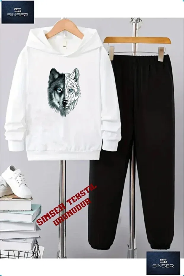 Детский спортивный костюм с принтом Grey Wolf Ss Sinser, White
