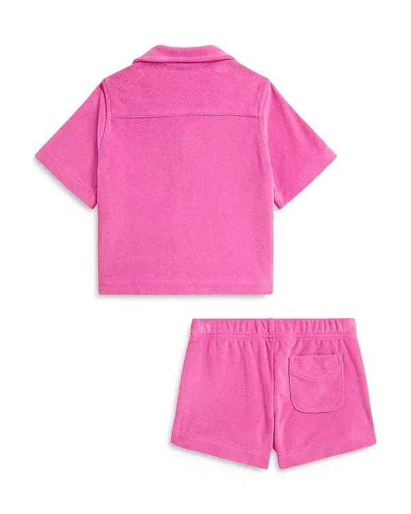 Детский комплект из махровой футболки и шорт Ralph Lauren, розовый — фото 2