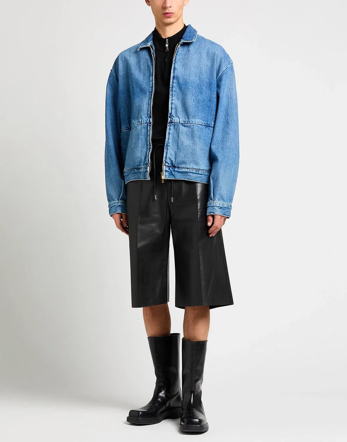 Мужская джинсовая куртка-бомбер однотонная Fear Of God, синий — фото 2