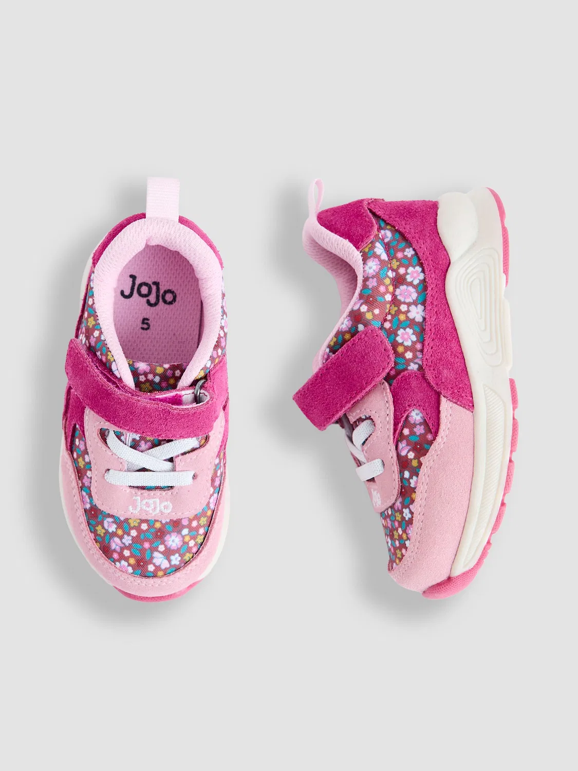 Кроссовки на липучке JoJo Maman Bébé, розовый цвет в цветочек — фото 3
