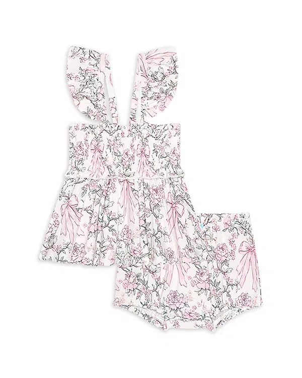 Детское платье для девочек без рукавов Irene Smocked Babydoll & Bloomers Posh Peanut, розовый