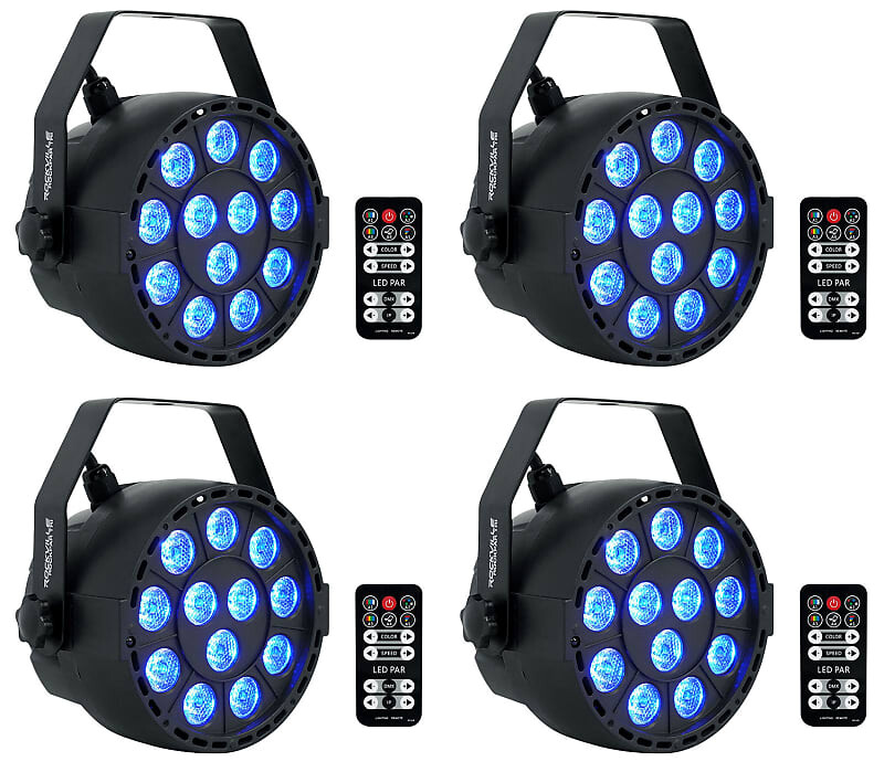 

4) Rockville RockPAR TRI LED RGB Compact Par Can DJ DMX Wash Lights+Remote Black (4) ROCKPAR TRI BLACK