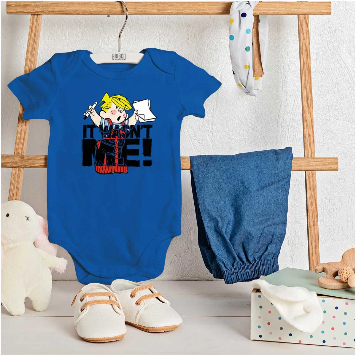 Детское боди для мальчиков с коротким рукавом Dennis The Menace Brisco Brands, Royal — фото 3