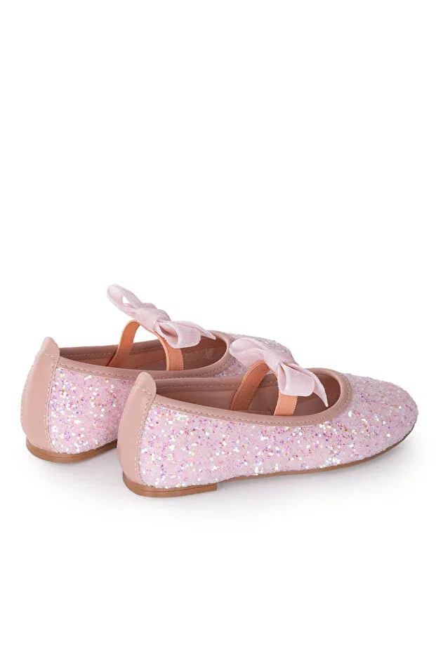 Детские балетки для девочек из велюра Luna Velvet Bow Chica Magica, Powder — фото 2