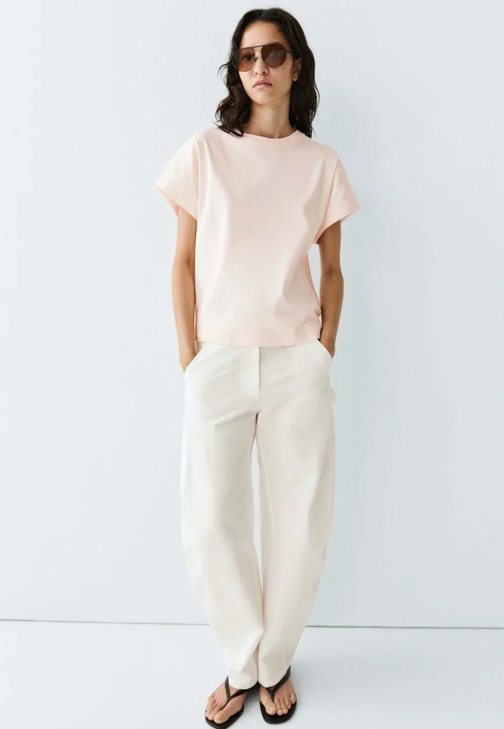 Простая футболка Massimo Dutti, Pink — фото 4