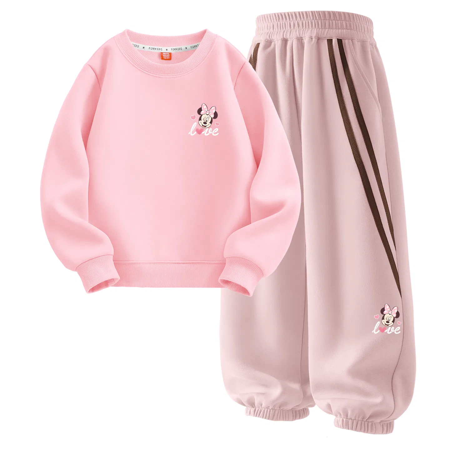 Детский спортивный комплект с круглым вырезом, Disney, Di Blinking Eye K Powder+Di Blinking Eye K_Right Lower Lotus Root Pink