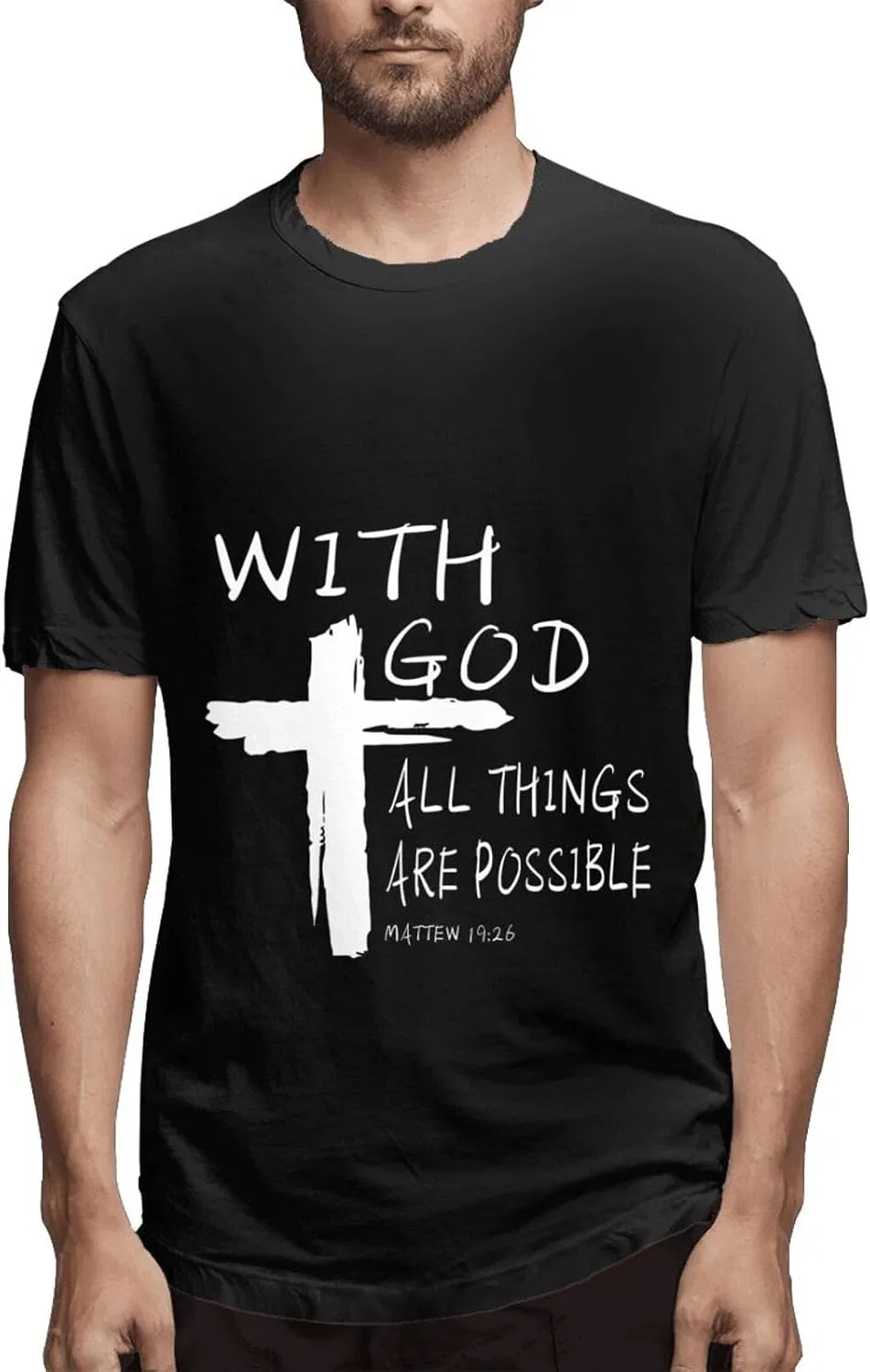 Мужская футболка с принтом God All Things Are Possible, Cotton