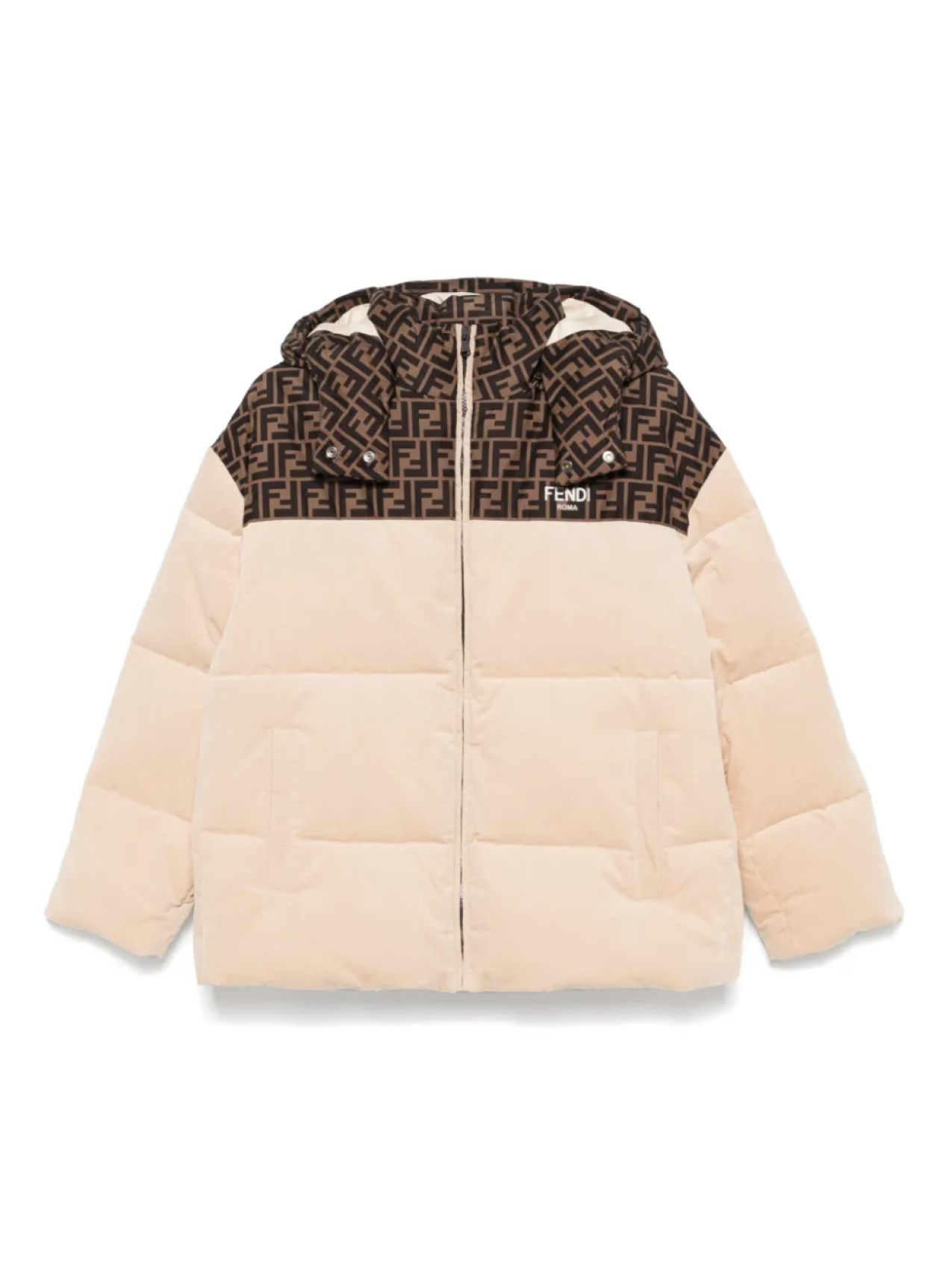 

Велюровая куртка с логотипом FF Fendi Kids, нейтральный
