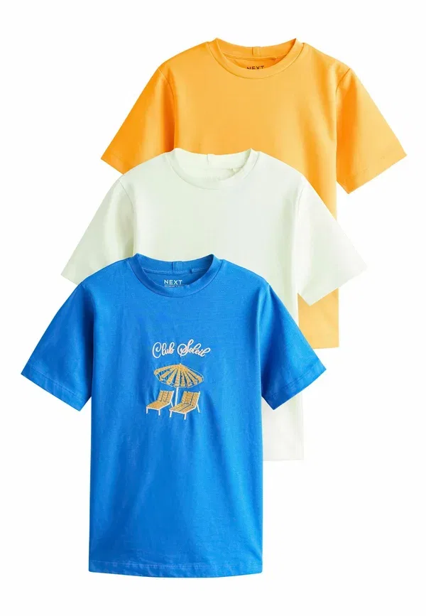 Футболка хлопковая Petite fit - heavyweight basic t-3 pack - Next blue orange white graphic, белый/синий/оранжевый — фото 4