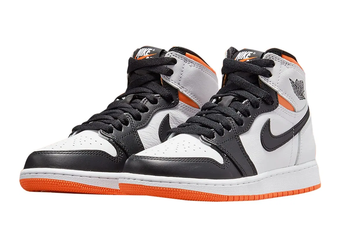 Детские кроссовки для мальчиков кожаные Air Jordan 1 NIKE, White Orange Black — фото 3