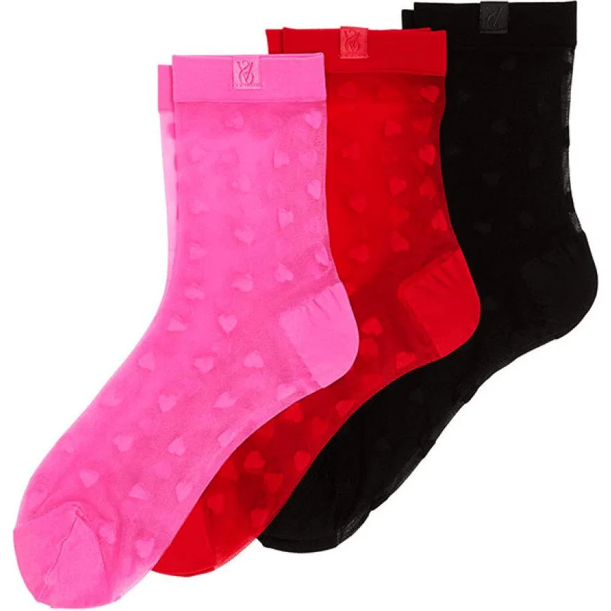 Женские носки с длинным голенищем, комплект из 3 пар, Black Red Pink, Victoria's Secret