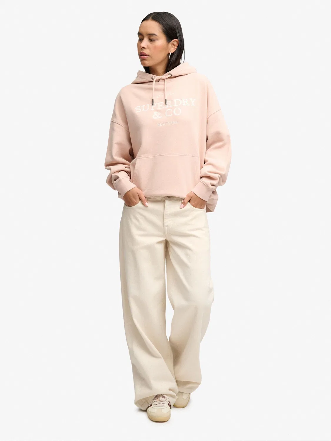 Худи оверсайз с вышивкой Luxe Casual Relaxed Hoodie Superdry, розовый — фото 3