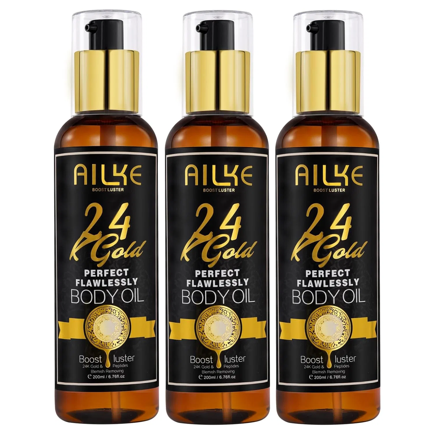 Масло для тела AILKE 24k Gold Perfect Flawlessly, 200 мл, набор 3 шт Ailke Boost Luster