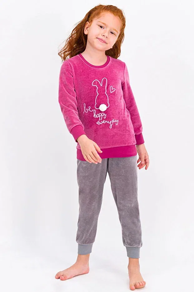 Детский комплект из велюра для девочек Rolypoly happy everyday, Fuchsia Roly Poly