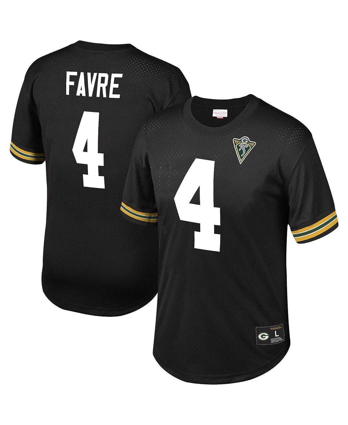 

Мужская футболка brett favre black green bay packers из сетки с именем и номером игрока на пенсии Mitchell & Ness, черный