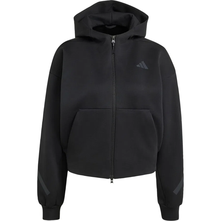 Свитшот укороченный с капюшоном Z.N.E. Cropped Full Zip adidas, Черный — фото 3
