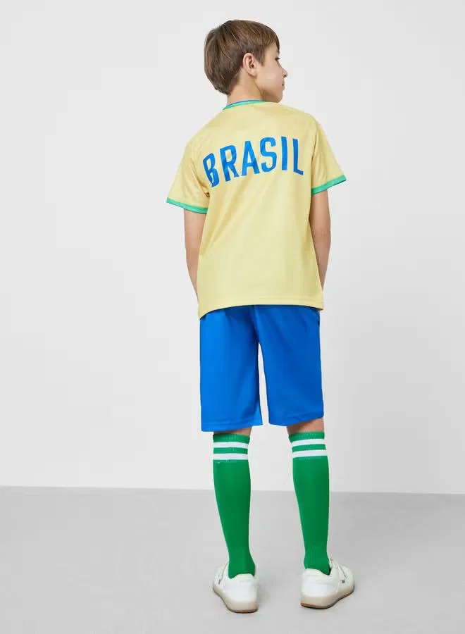 Комплект футболка и шорты с принтом Brazil Teens FIFA Styli, желтый — фото 3