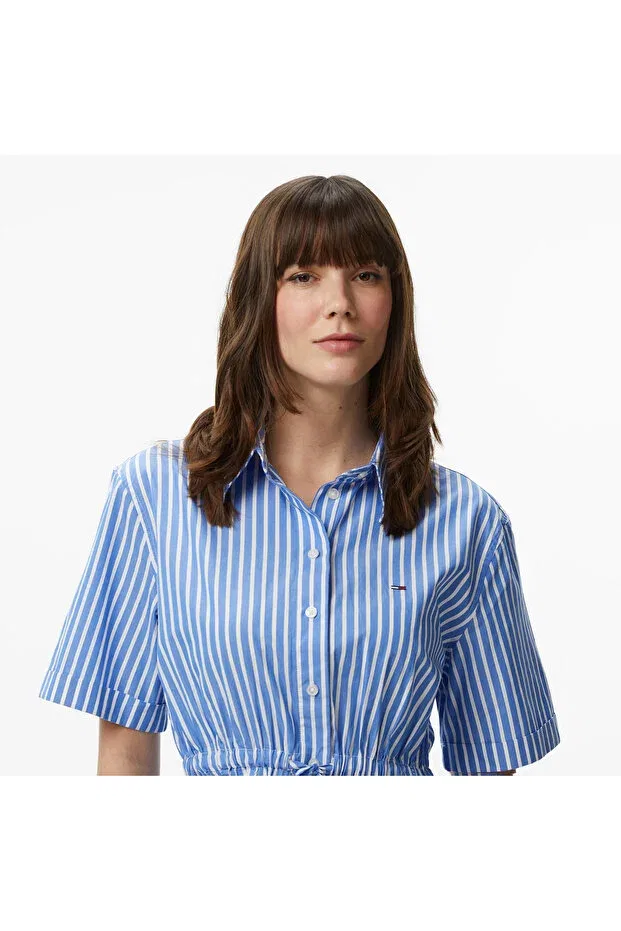 Женское платье-рубашка с коротким рукавом Tommy Hilfiger, Blue — фото 4