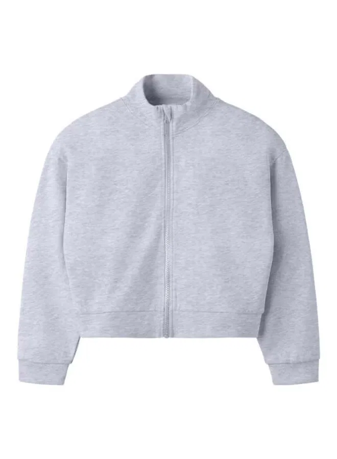 Кардиган на молнии с длинным рукавом Name It, светло-серый меланж