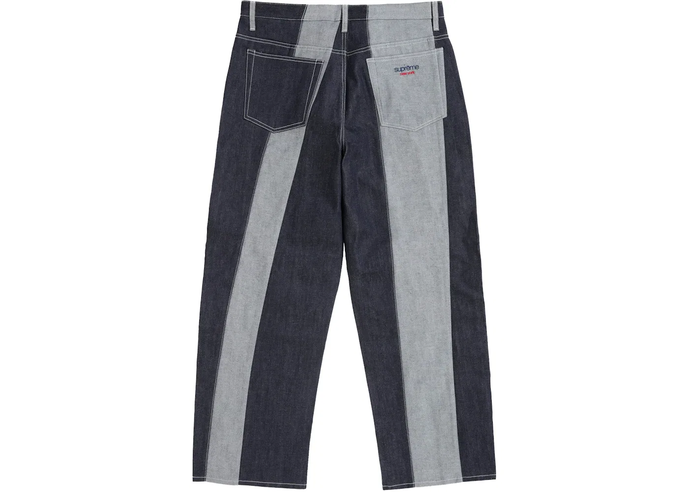 Мужские джинсы с панельным принтом Supreme Paneled Stripe Baggy Jean, Rigid Indigo — фото 2