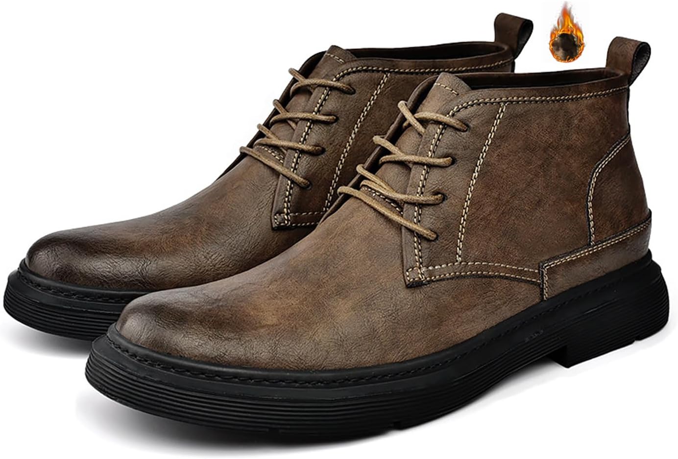 

Мужские ботинки челси Chukka на шнуровке из натуральной кожи, высокая посадка, ретро с круглым носком, для улицы и повседневного отдыха Uzujbaa, коричневый