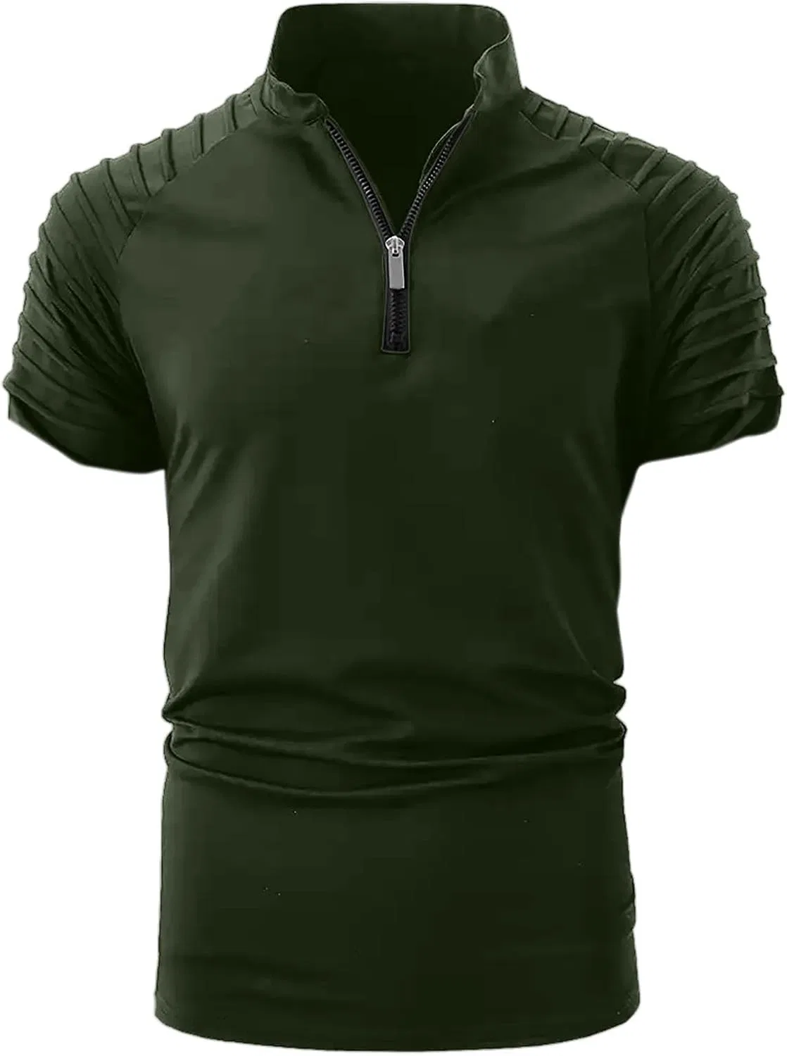 Мужская футболка с коротким рукавом и четверть-застежкой Mock Neck Muscle T-Shirt, Army Green