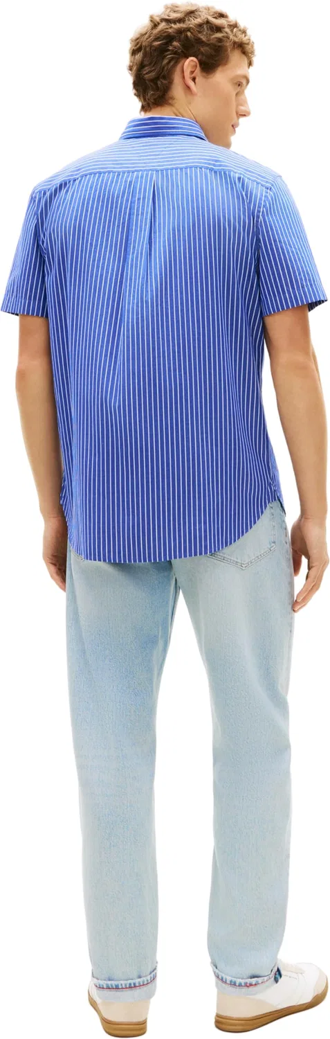Мужская рубашка с коротким рукавом Flex Poplin STP Tommy Hilfiger, Blue (Wedge Blue / Stripe) — фото 3