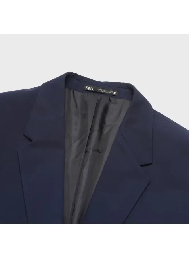 Костюм деловой с плечевыми накладками Zara, темно-синий — фото 4