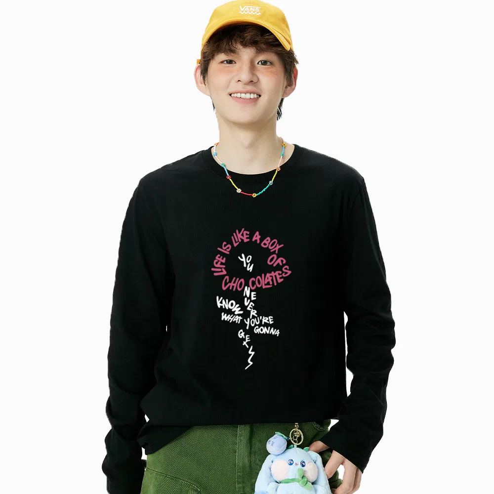 Детская футболка хлопковая Unisex Crew Neck Moderate Heavyweight MINISO, Black — фото 3
