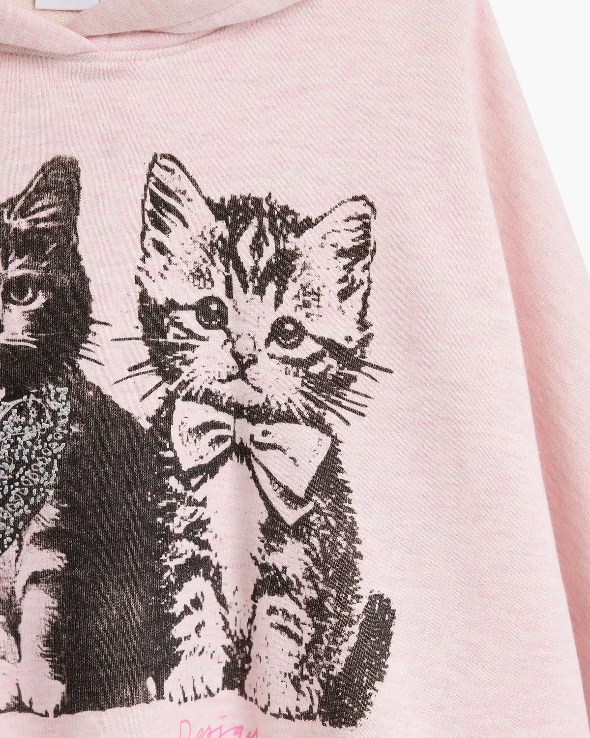 Детская худи для девочек с принтом Gatos Desigual, Rosa — фото 4