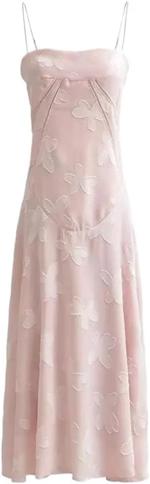 Женское кружевное платье-комбинация богемного стиля с открытой спиной, Pink
