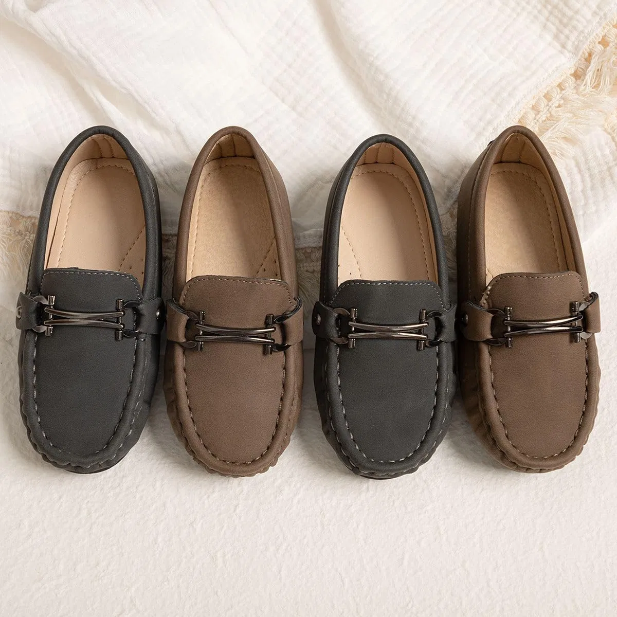 Детские туфли-лоферы для мальчиков с мягкой подошвой Moceen, Dark Brown — фото 4