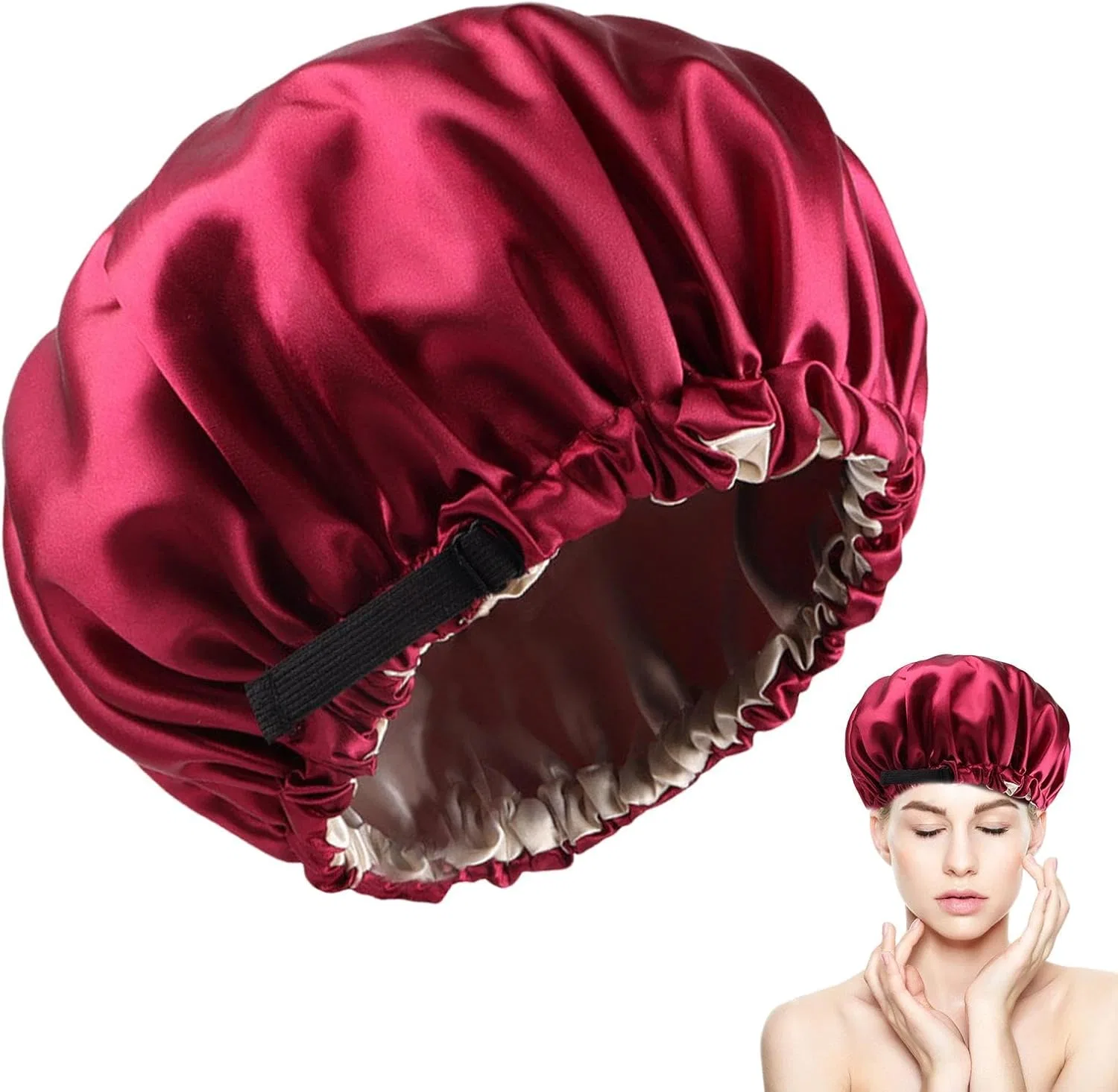Шапочка для душа Satin Bonnet Wuyooprt, 36x36 см, Красный